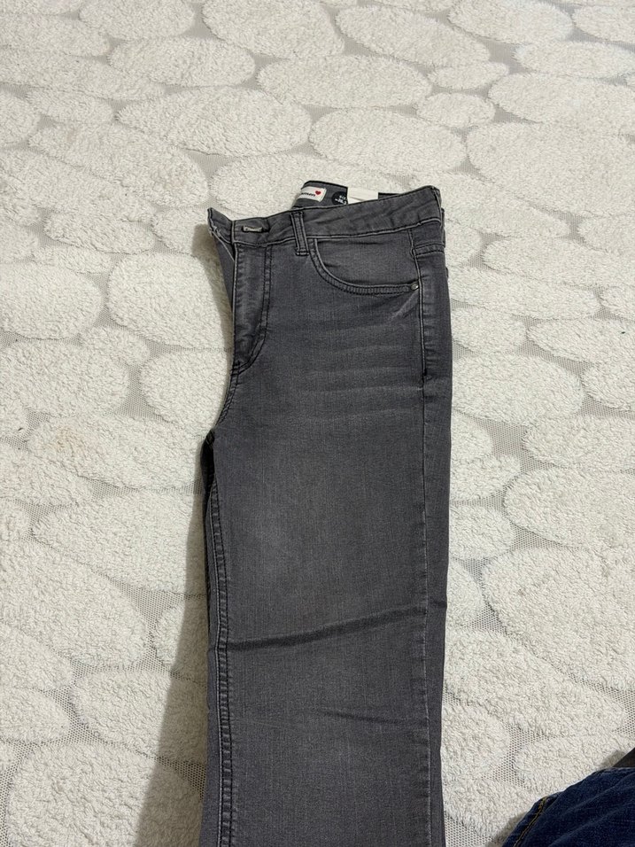 Gri Kadın Kot Pantolon, - Görsel 2