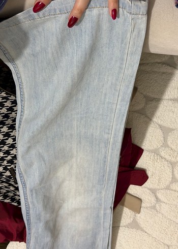 Açık mavi Düz Kesim Kadın Kot Pantolon - Görsel 4