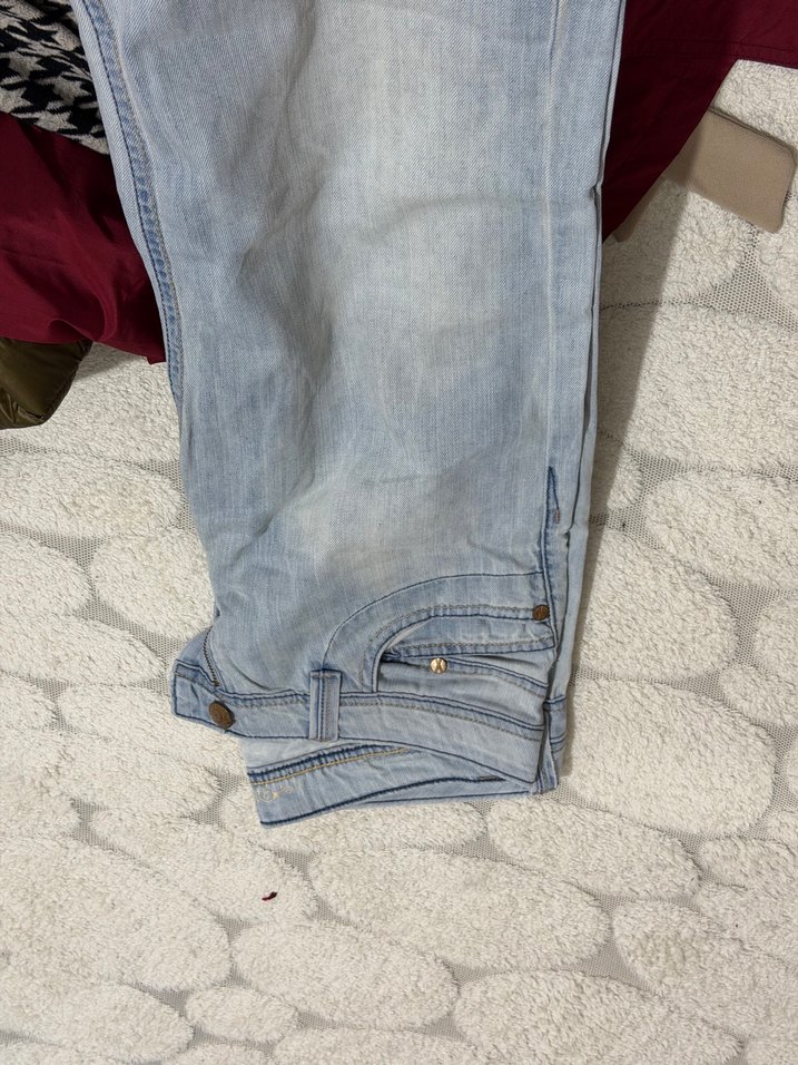 Açık mavi Düz Kesim Kadın Kot Pantolon - Görsel 3