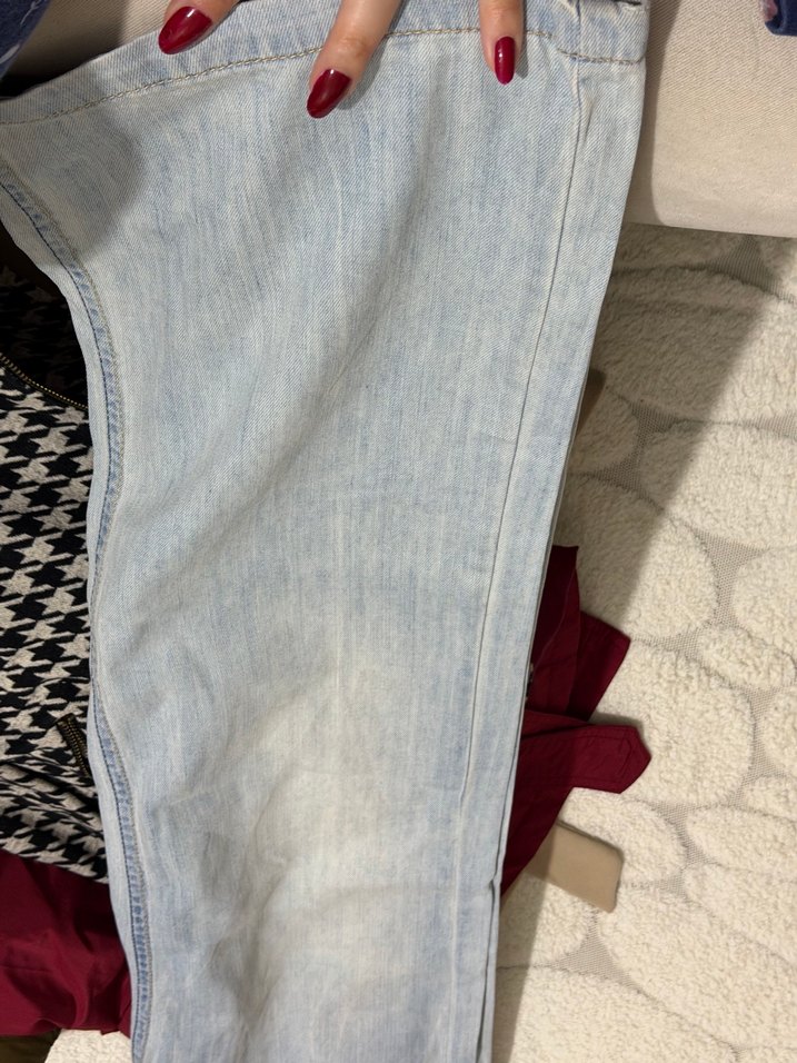 Açık mavi Düz Kesim Kadın Kot Pantolon - Görsel 4