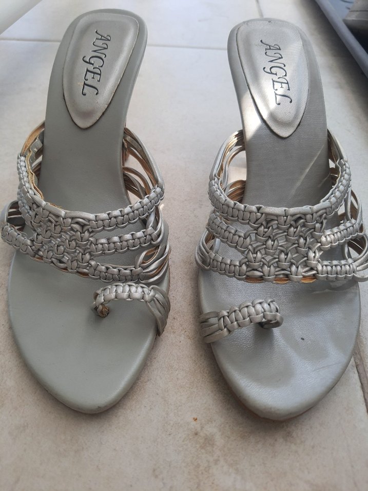 Gri Dolgu Topuklu Kadın Abiye Ayakkabı terlik kösele tabanlı - Görsel 2