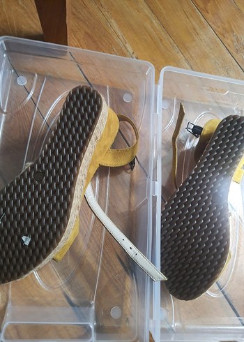 Sarı Süet Dolgu Topuklu Kadın ayakkabı - Görsel 4