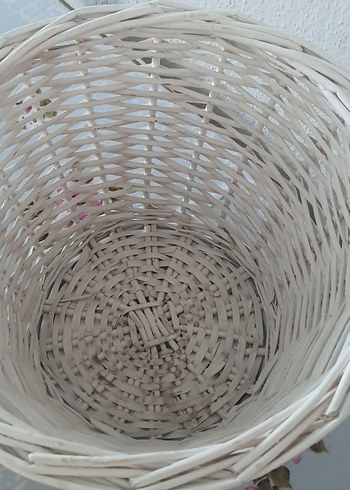 Beyaz hasır örgü kapaklı sepet - Görsel 3