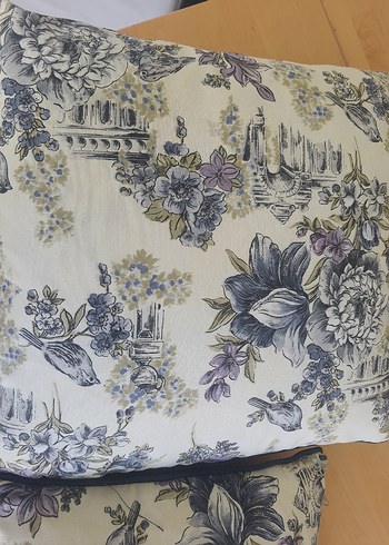 Mavi Pastel Çiçek Desenli Kırlent 2 adet - Görsel 4