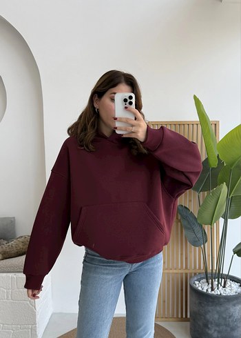 Bordo Oversize Kadın Sweatshirt