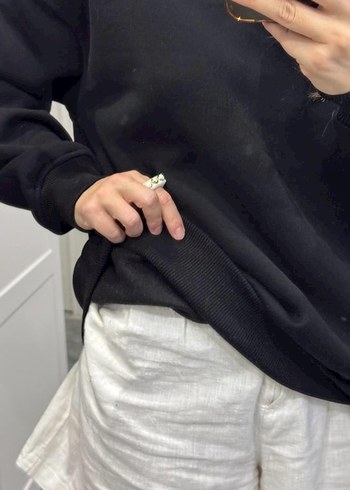 diğer Beden Siyah Oversize Kadın Sweatshirt