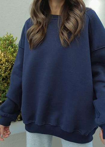Diğer Lacivert Oversize Kadın Sweatshirt