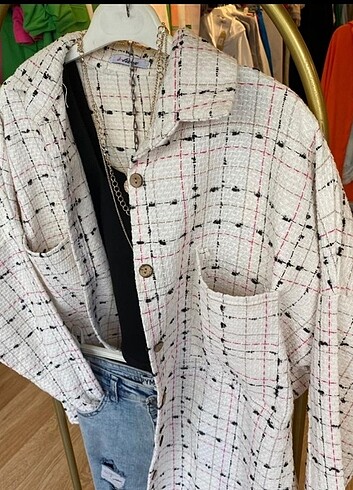 diğer Beden beyaz Renk Şanel kumaş Oversize std beden gömlek