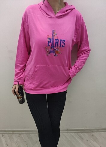 l Beden pembe Renk Oversize kesim sweatshirt 