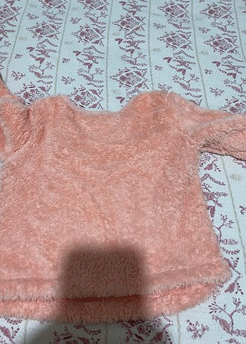 2 Yaş Beden pembe Renk Pembe Peluş Kız Bebek Takımı Uzun Kollu