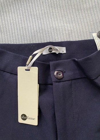 s Beden mavi Renk Kadın Lacivert Pilili Kumaş Pantolon
