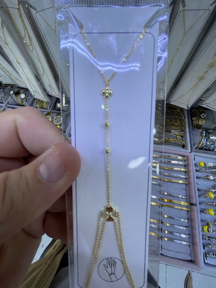 Zincir Detaylı Altın Renk Kadın El Zinciri - Görsel 4