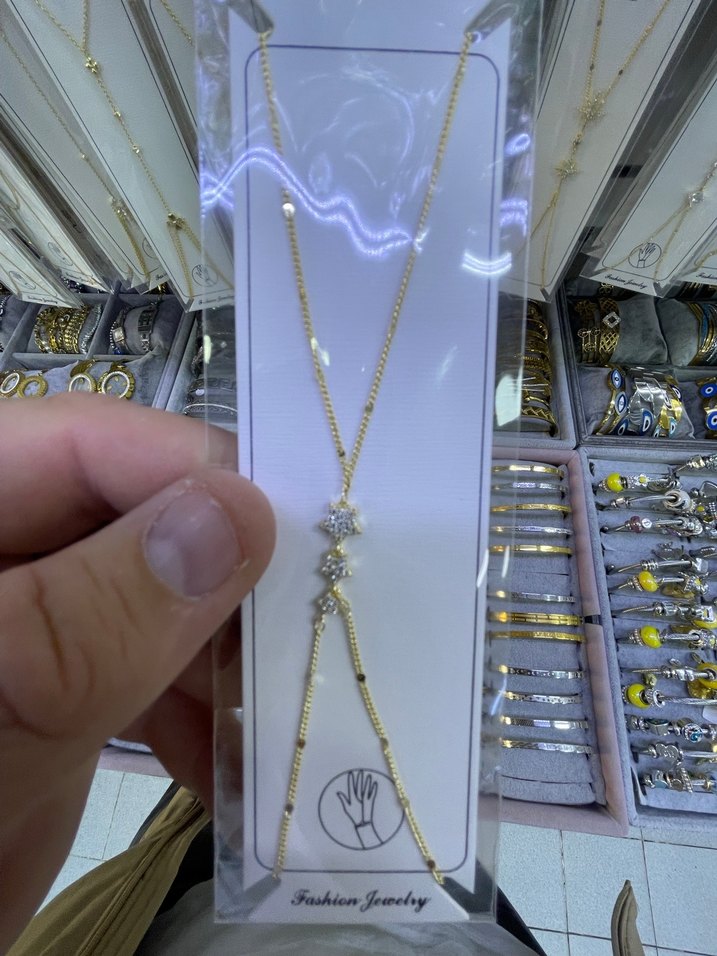 Zincir Detaylı Altın Renk Kadın El Zinciri - Görsel 3