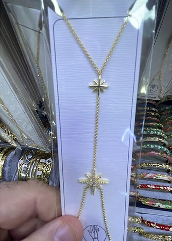 Altın Renkli Zincir Detaylı Kadın El Zinciri - Görsel 15