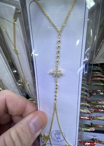 Altın Renkli Zincir Detaylı Kadın El Zinciri - Görsel 14