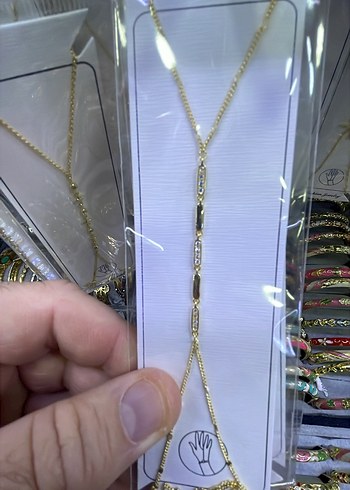 Altın Renkli Zincir Detaylı Kadın El Zinciri - Görsel 20