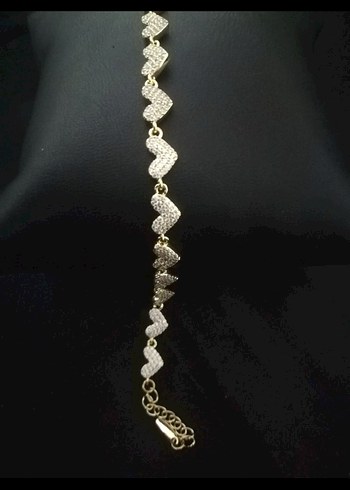 Altın Renk Zincir Detaylı Yılan Desenli Bileklik - Görsel 2