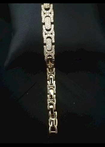 Zincir Detaylı Altın Renkli Yılan Desenli Bileklik - Görsel 2