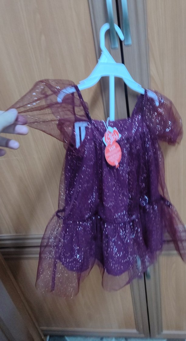 Kız Çocuk Mor Parlak Tül Elbise - Görsel 3