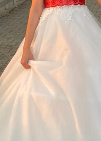 Beyaz Uzun A Kesim V Yaka Gelinlik - Görsel 2