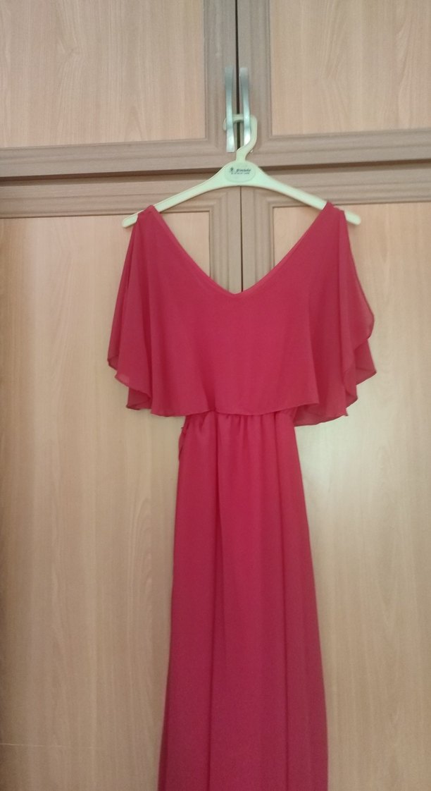 Pembe V Yaka Uzun Salaş Elbise - Görsel 3