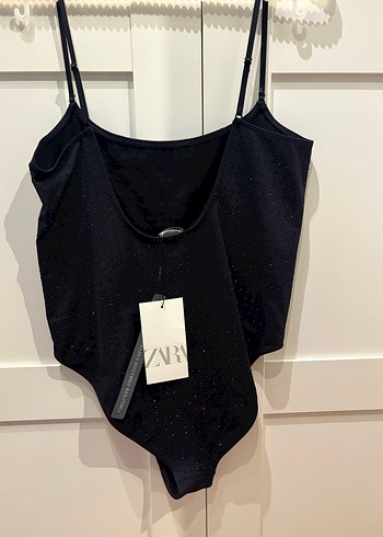 Siyah taşlı İnce Askılı Kadın body - Görsel 2