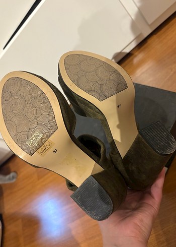 Haki Süet Platform Topuklu Kadın Ayakkabı - Görsel 3