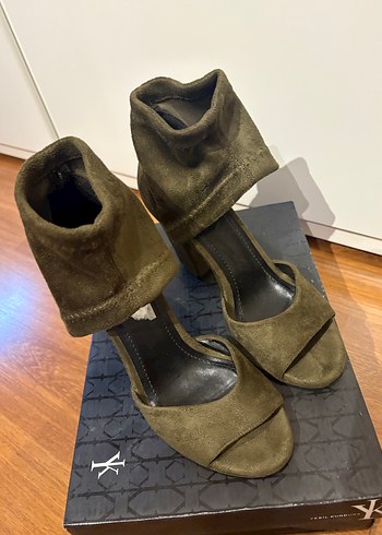 Haki Süet Platform Topuklu Kadın Ayakkabı - Görsel 2