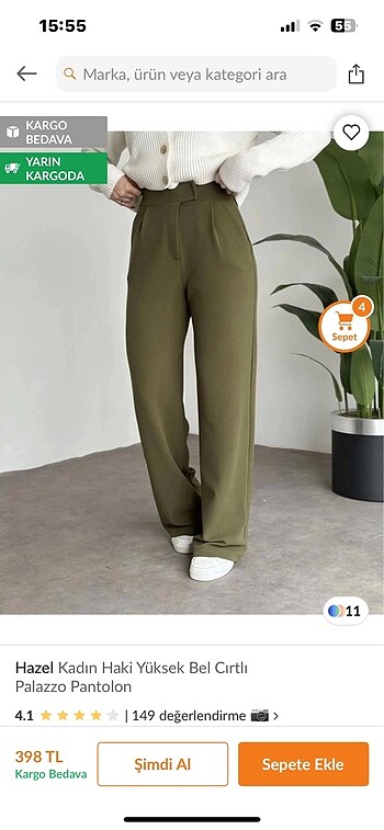 Trendyol & Milla Gri ve haki kumaş pantolon