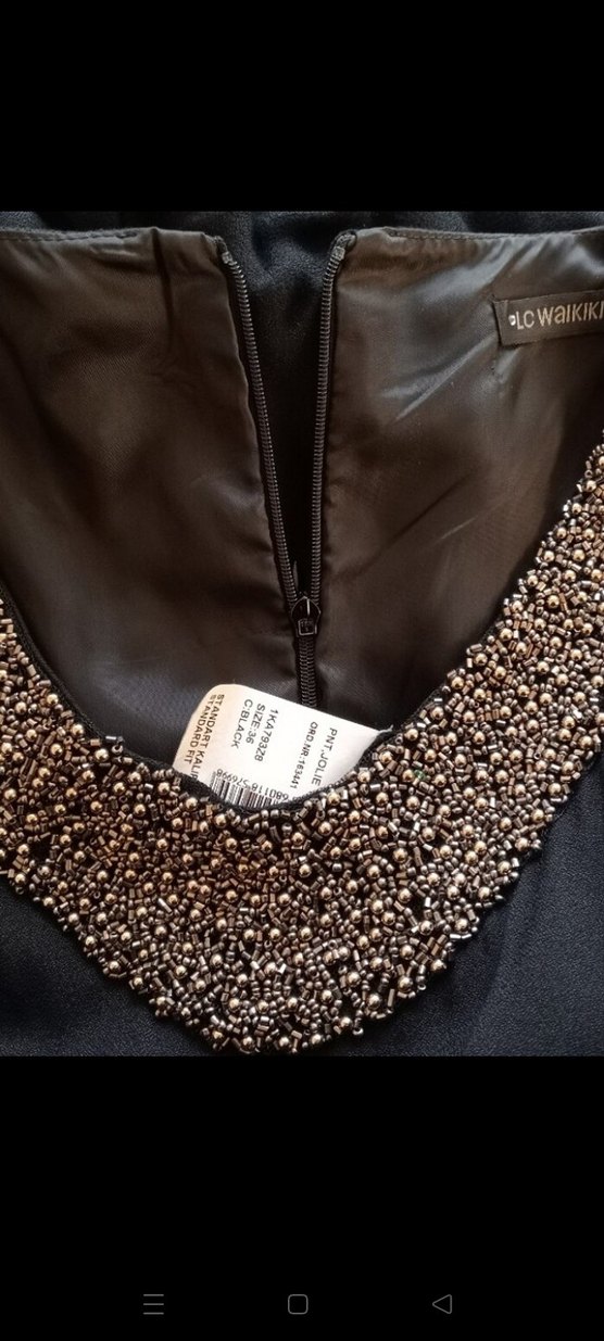 SİYAH BOHEM UZUN KADIN / TULUM YAKASI İŞLEMELİ UZUN TULUM - Görsel 2