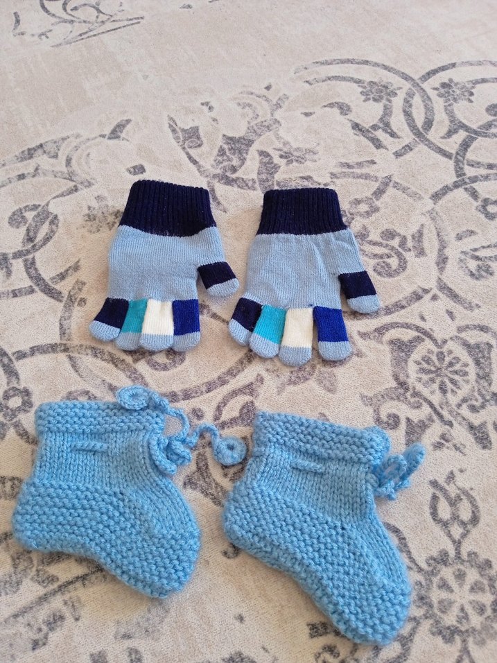 Erkek Bebek Örgü Mavi Patik - Görsel 3