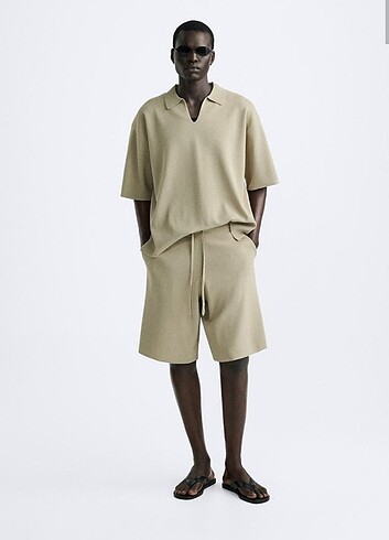 ZARA BOXY FIT DOKULU POLO T-SHIRT 