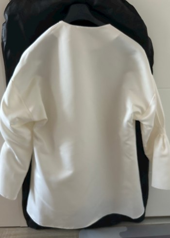 Düğmeli Beyaz Saten Gömlek - Görsel 6