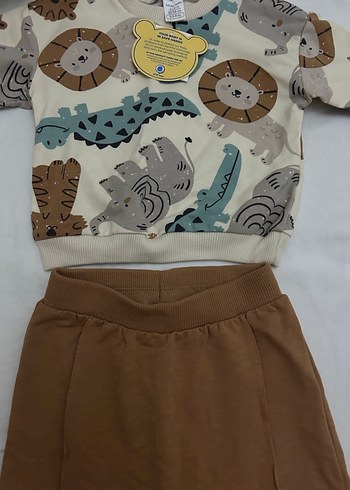 Baskılı Kahverengi Erkek Bebek Takımı - Görsel 4