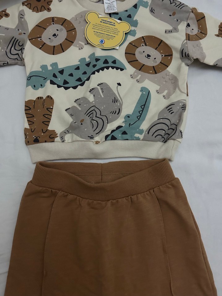 Baskılı Kahverengi Erkek Bebek Takımı - Görsel 4