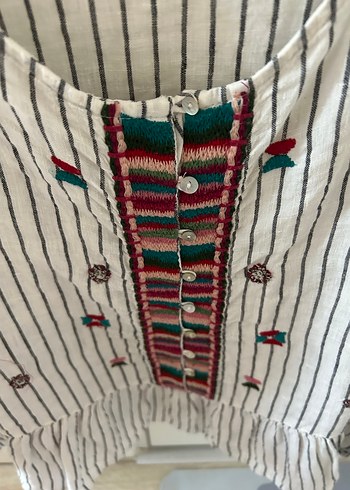 Zara Nakışlı Bohem Uzun Kollu Kadın Bluz - Görsel 3