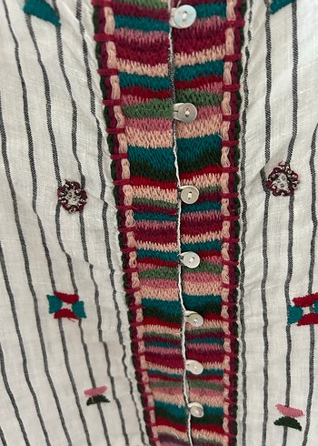 Zara Nakışlı Bohem Uzun Kollu Kadın Bluz - Görsel 2