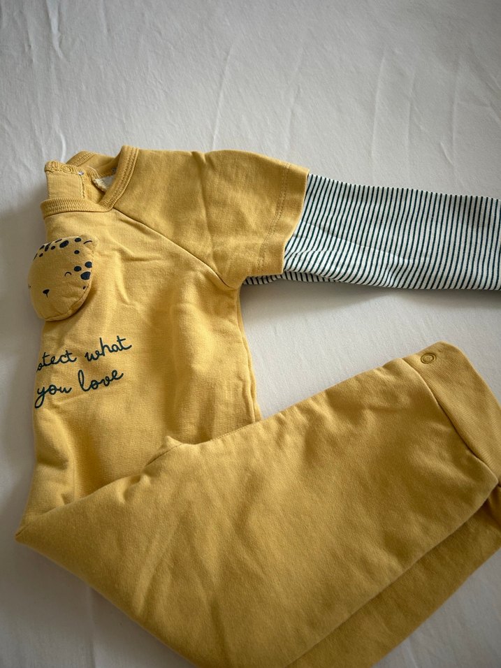 Sarı Erkek Bebek Kısa Kollu Tulum - Görsel 2