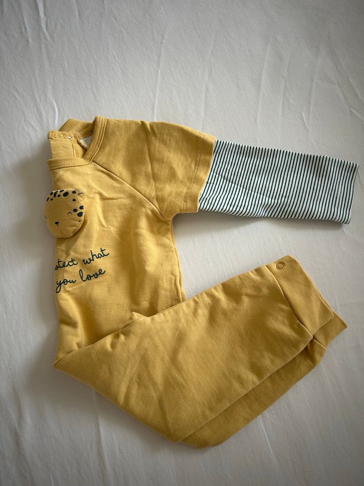 Sarı Erkek Bebek Kısa Kollu Tulum - Görsel 5