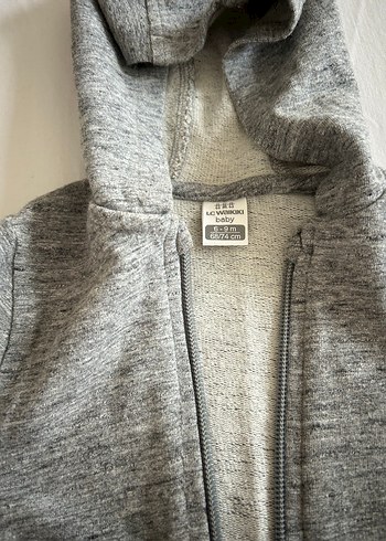 Gri Kapüşonlu Fermuarlı Bebek Takımı - Görsel 4