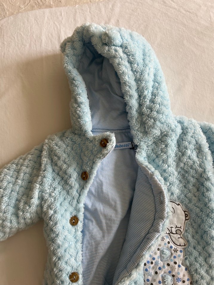 Mavi Örgü Erkek Bebek Tulum - Görsel 5