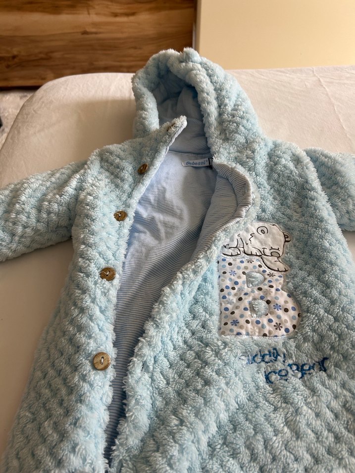 Mavi Örgü Erkek Bebek Tulum - Görsel 3