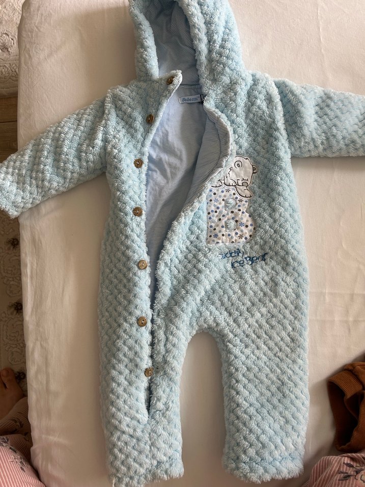Mavi Örgü Erkek Bebek Tulum - Görsel 2