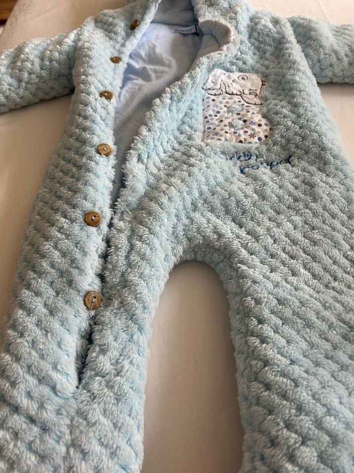 Mavi Örgü Erkek Bebek Tulum - Görsel 4