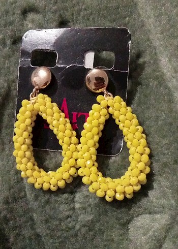 Sarı Boncuklu Mini Bohem Küpe - Görsel 3