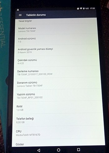 siyah Renk Lenovo Tab7 tablet - Görsel 5