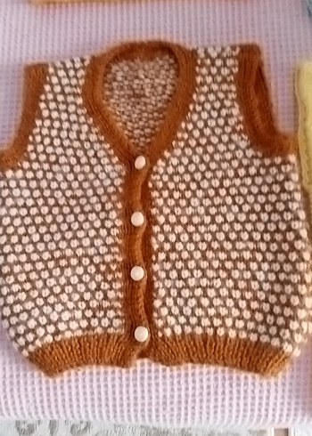 karışık kız erkek bebek el örgüsü yelekeri süveterleri - Görsel 8