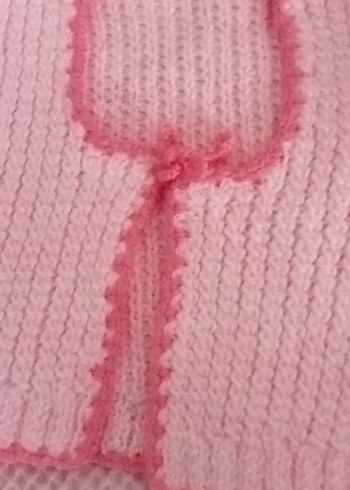 Kız Çocuk Pembe Örgü Hırka - Görsel 5