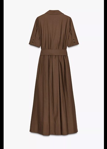 Kahverengi Uzun Drapeli Kadın Elbise - Görsel 6