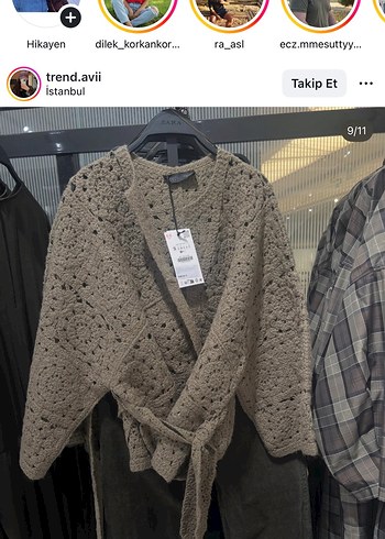 Kadın Kahverengi V Yaka Örgü Hırka - Görsel 8